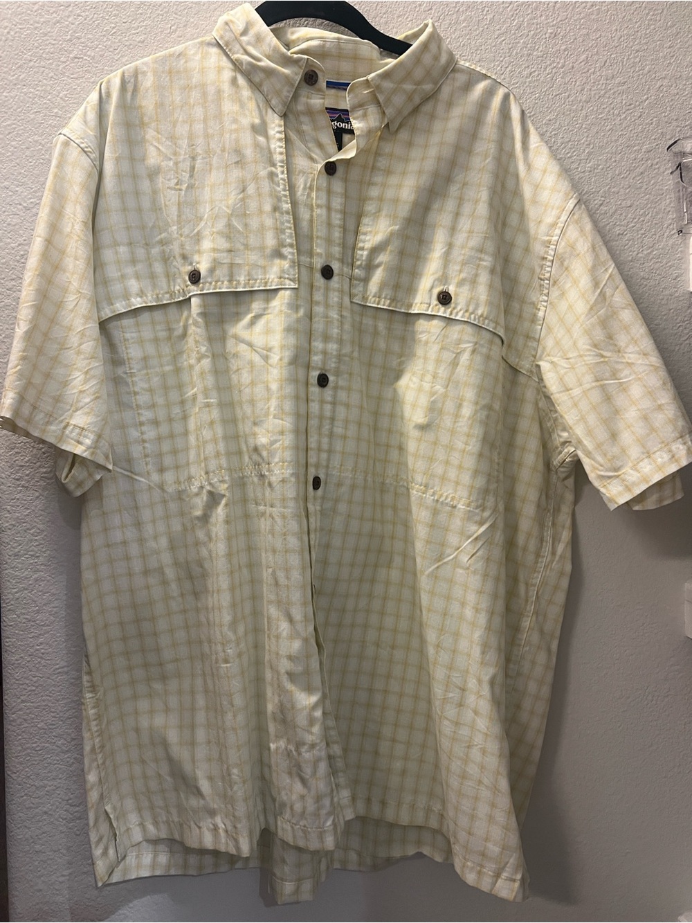 Patagonia Men’s Light Yellow Plaid Button-Down Shirt